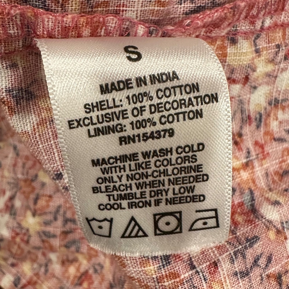 Aeropostale Babydoll Dress S Pink Floral Scalloped Trim Cottagecore Boho - Picture 8 of 16
